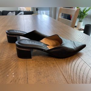 Franco Sarto Black Leather Mules Wedge heel 8